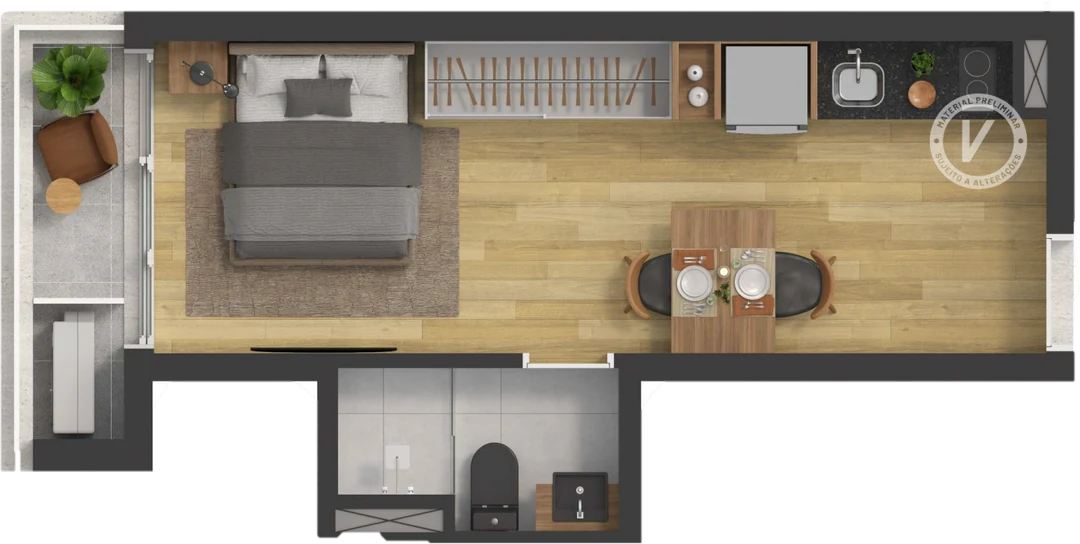 Floor plan Studio — 25.65 sqm